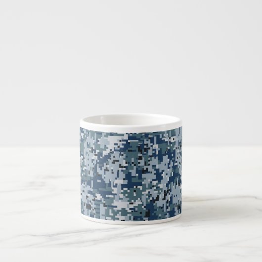 Navy Blue Digital Camouflage Decor Espresso Kop (Voorkant)