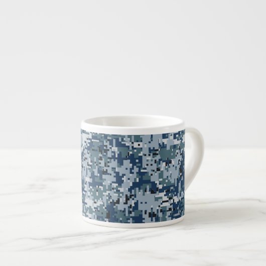 Navy Blue Digital Camouflage Decor Espresso Kop (Voorkant rechts)