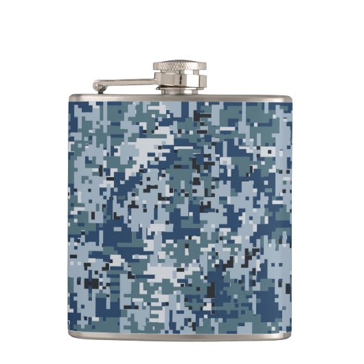 Navy Blue Digital Camouflage Decor Heupfles (Voorkant)