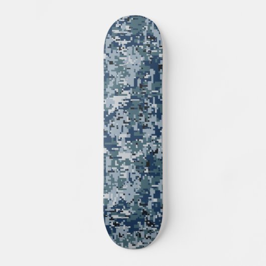 Navy Blue Digital Camouflage Decor Skateboard (Voorkant)