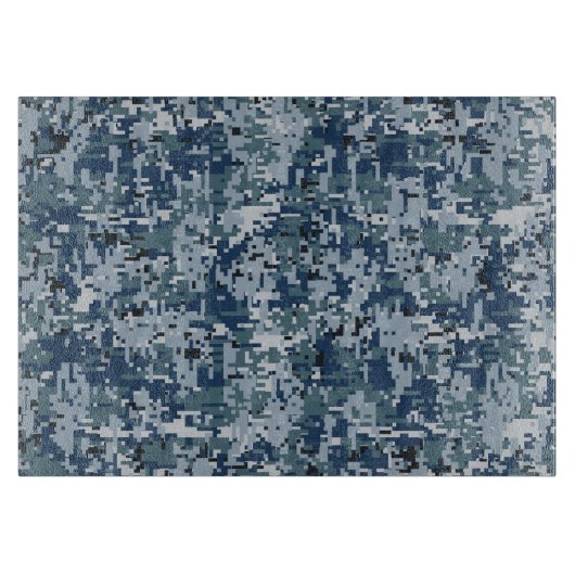 Navy Blue Digital Camouflage Decor Snijplank (Voorkant)