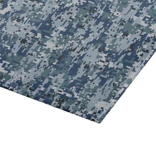 Navy Blue Digital Camouflage Decor Snijplank (Hoek)