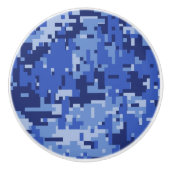 Navy Blue Digital Camouflage Keramische Knop (Voorkant)