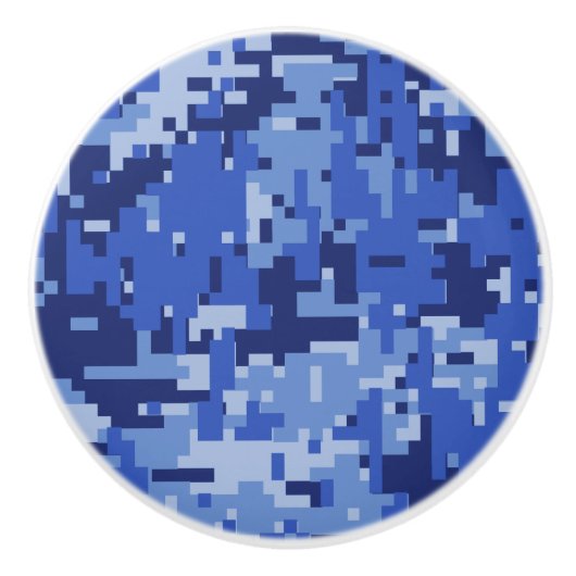 Navy Blue Digital Camouflage  Keramische Knop (Voorkant)