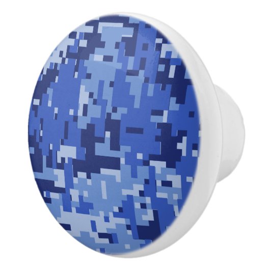 Navy Blue Digital Camouflage Keramische Knop (Rechts)