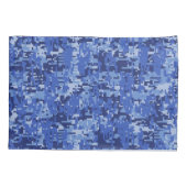 Navy Blue Digital Camouflage Kussensloop (Achterkant-Links)