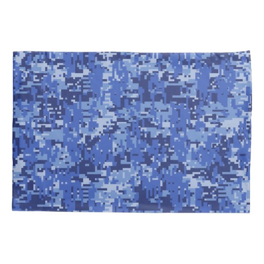 Navy Blue Digital Camouflage Kussensloop (Achterkant-Links)
