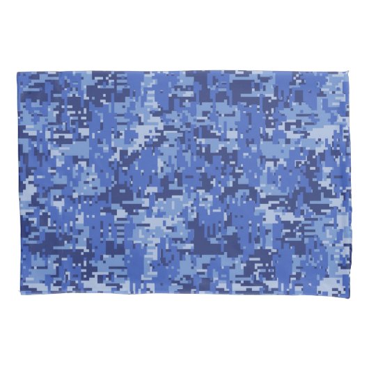 Navy Blue Digital Camouflage Kussensloop (Voorkant-Links)