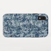 Navy Blue Digital Camouflage-ontwerp Case-Mate iPhone Case (Achterkant (horizontaal))
