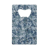 Navy Blue Digital Camouflage-ontwerp Creditkaart Flessenopener (Voorkant)