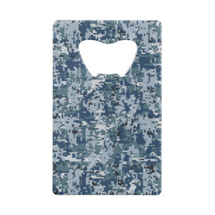 Navy Blue Digital Camouflage-ontwerp Creditkaart Flessenopener