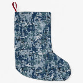 Navy Blue Digital Camouflage-ontwerp Kleine Kerstsok (Voorkant)