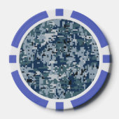 Navy Blue Digital Camouflage-ontwerp Poker Chips (Voorkant)