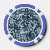 Navy Blue Digital Camouflage-ontwerp Poker Chips (Achterkant)
