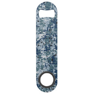 Navy Blue Digital Camouflage-ontwerp Speed Flessenopener