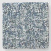 Navy Blue Digital Camouflage Stenen Onderzetter (Voorkant)