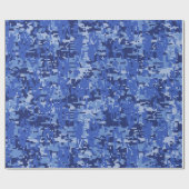 Navy Blue Digital Camouflage Style Cadeaupapier (Vlak)