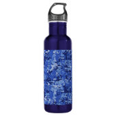 Navy Blue Digital Camouflage Textuur Waterfles (Voorkant)