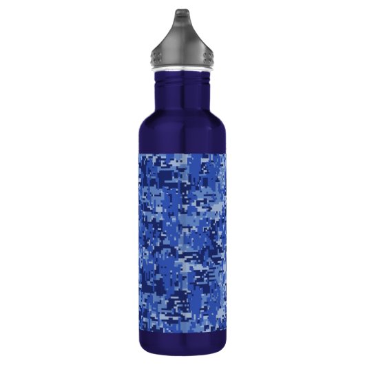 Navy Blue Digital Camouflage Textuur Waterfles (Rechts)