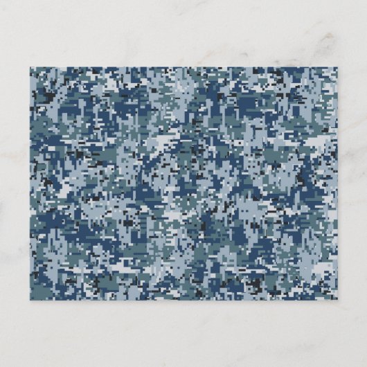Navy Blue Digital Pixels Camouflage Decor Briefkaart (Voorkant)