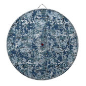 Navy Blue Digital Pixels Camouflage Decor Dartbord (Voorkant)