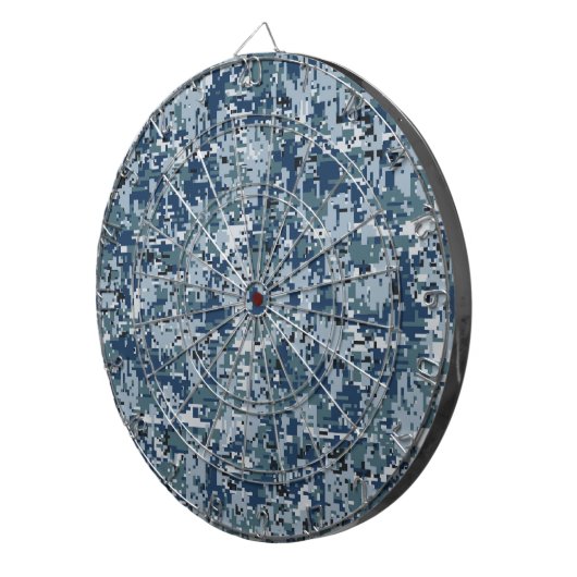 Navy Blue Digital Pixels Camouflage Decor Dartbord (Voorkant Rechts)