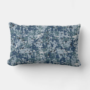 Navy Blue Digital Pixels Camouflage Decor Kussen