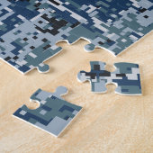 Navy Blue Digital Pixels Camouflage Decor Legpuzzel (Zijkant)