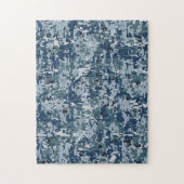 Navy Blue Digital Pixels Camouflage Decor Legpuzzel (Verticaal)