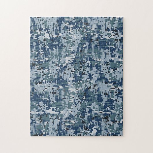 Navy Blue Digital Pixels Camouflage Decor Legpuzzel (Verticaal)