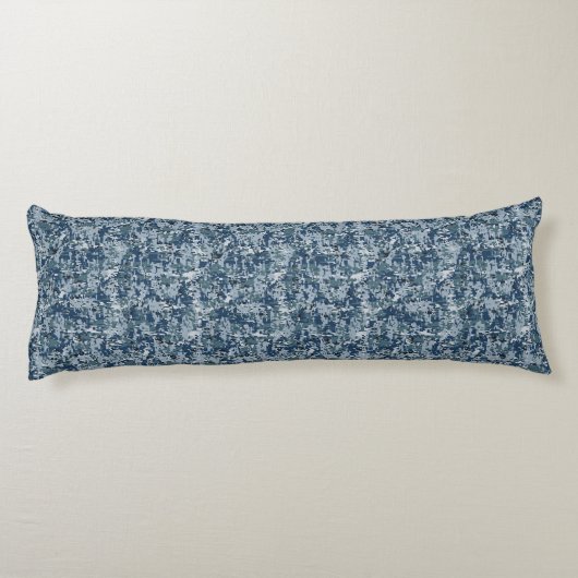 Navy Blue Digital Pixels Camouflage Decor Lichaamskussen (Achterkant)
