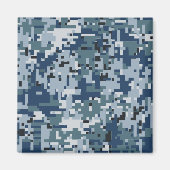 Navy Blue Digital Pixels Camouflage Decor Magneet (Voorkant)