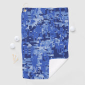 Navy Blue Digital Pixels Camouflage Decor op een Golfhanddoek (Insitu)