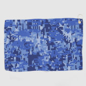 Navy Blue Digital Pixels Camouflage Decor op een Golfhanddoek (Horizontaal)