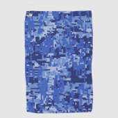 Navy Blue Digital Pixels Camouflage Decor op een Golfhanddoek (Voorkant)