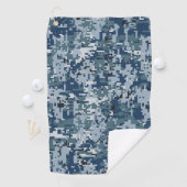 Navy Blue Digital Pixels Camouflage Decor op een Golfhanddoek (Insitu)