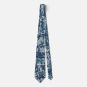 Navy Blue Digital Pixels Camouflage Decor Stropdas (Voorkant)