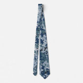 Navy Blue Digital Pixels Camouflage Decor Stropdas (Achterkant)