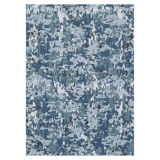 Navy Blue Digital Pixels Camouflage Decor Tafelkleed (Voorkant)