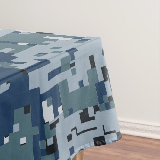 Navy Blue Digital Pixels Camouflage Decor Tafelkleed (Voorbeeld)