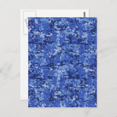 Navy Blue Digital Pixels Camouflage Texture Decor Briefkaart (Voorkant / Achterkant)