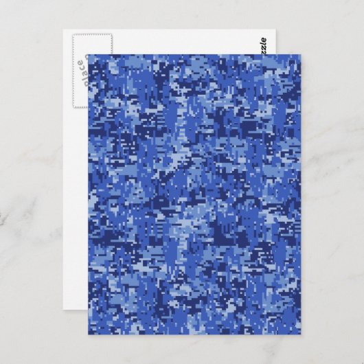 Navy Blue Digital Pixels Camouflage Texture Decor Briefkaart (Voorkant / Achterkant)