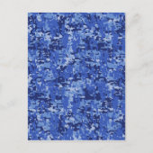 Navy Blue Digital Pixels Camouflage Texture Decor Briefkaart (Voorkant)
