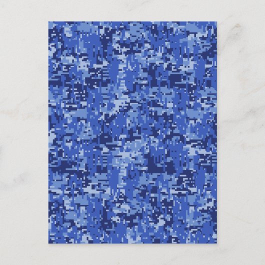 Navy Blue Digital Pixels Camouflage Texture Decor Briefkaart (Voorkant)