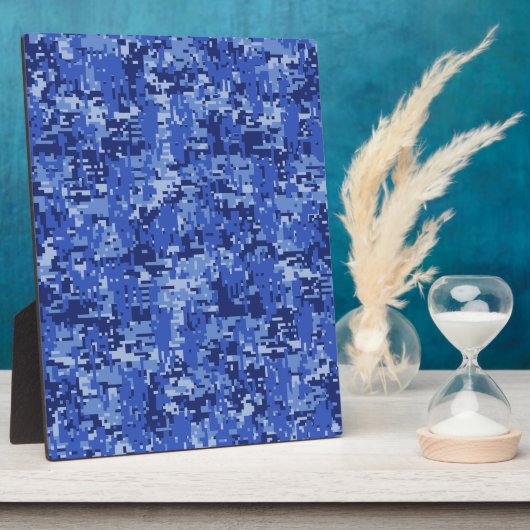Navy Blue Digital Pixels Camouflage Texture Decor Fotoplaat (Zijkant)