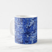 Navy Blue Digital Pixels Camouflage Texture Decor Koffiemok (Voorkant links)
