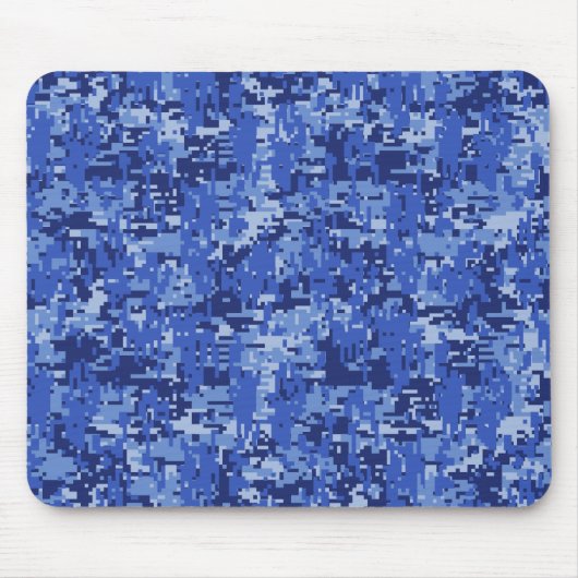 Navy Blue Digital Pixels Camouflage Texture Decor Muismat (Voorkant)