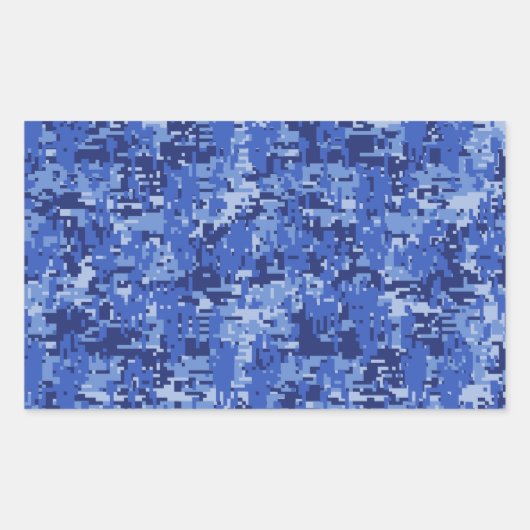 Navy Blue Digital Pixels Camouflage Texture Decor Rechthoekige Sticker (Voorkant)