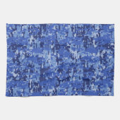 Navy Blue Digital Pixels Camouflage Texture Decor Theedoek (Horizontaal)