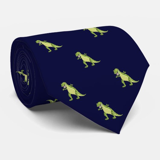 Navy Blue Dinosaur Pattern Work, Afstuderen Gift Stropdas (Opgerold)